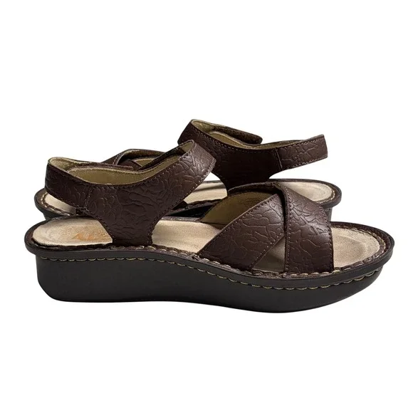 Alegria Lul-7608X Brown Leather Platform Sandals Womens 37 Adjustable Straps - Picture 7 of 11